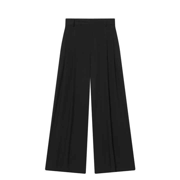Damen nan hochtaillierte weite Bundfalten-Hose mit weitem Bein und Bügelfalte Drune
