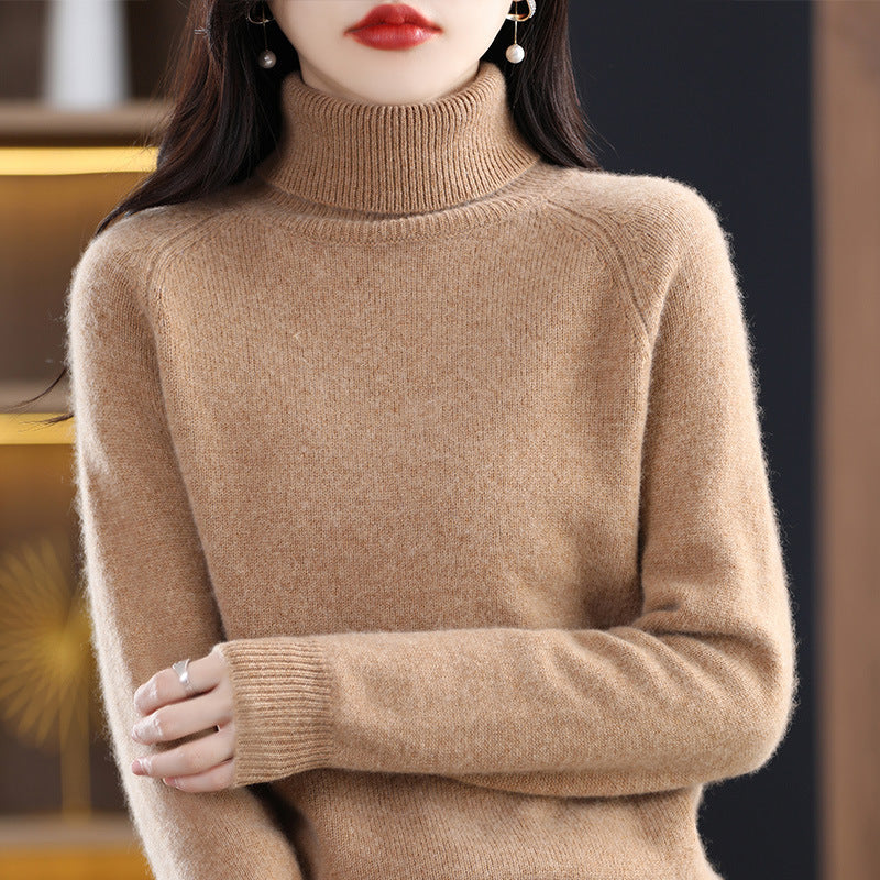Damen Weicher Hochkragen-Pullover aus flauschigem Wollmix mit Raglanärmeln Drune