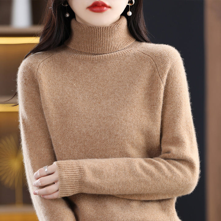 Damen Weicher Hochkragen-Pullover aus flauschigem Wollmix mit Raglanärmeln Drune