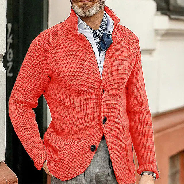 Herren Strickjacke mit Stehkragen und Strukturstrick Drune