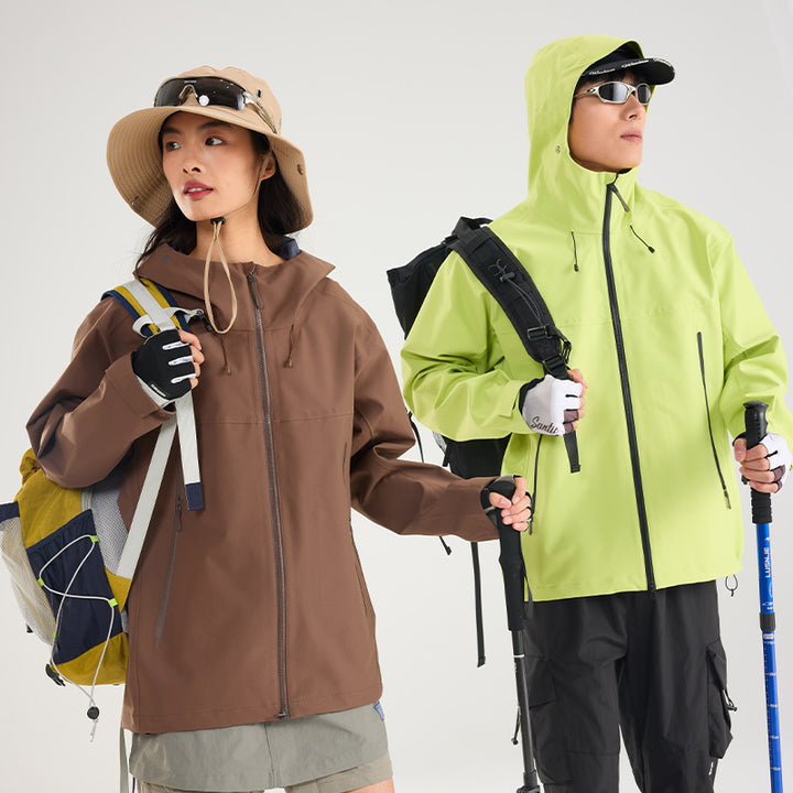 Damen Leichte technische Regenjacke im Oversize-Utility-Schnitt mit verstellbarer Kapuze Drune