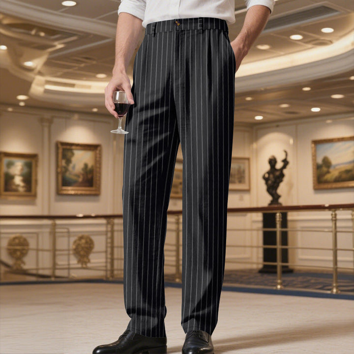 Herren elegante Anzughose mit feinem Nadelstreifen und bequemer Passform Drune