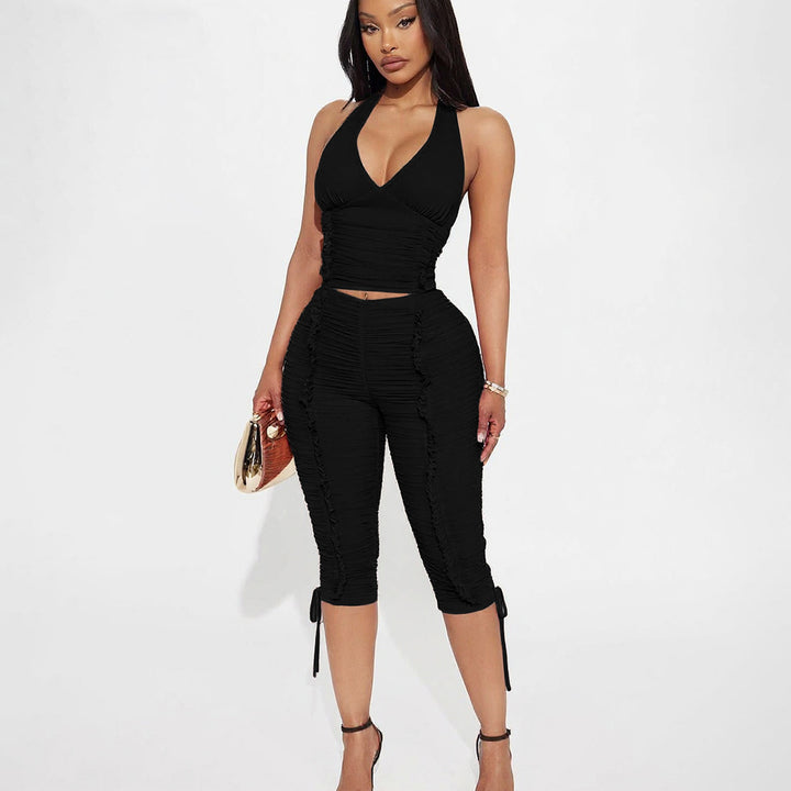 Damen Jumpsuit mit raffinierten Raffungselementen und stilvollen Bindebändern Drune