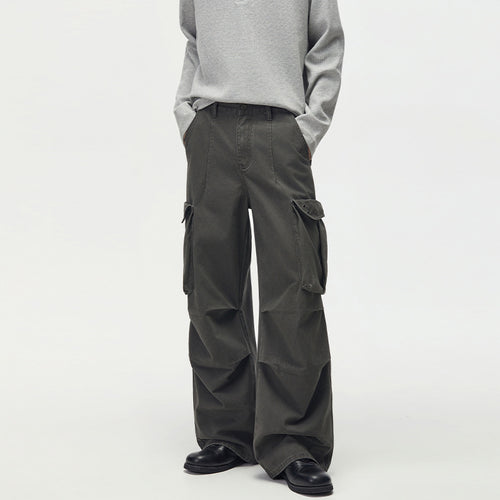 Herren Baggy-Cargohose mit extra weitem Bein, tiefem Schritt und großen Klappentaschen Drune