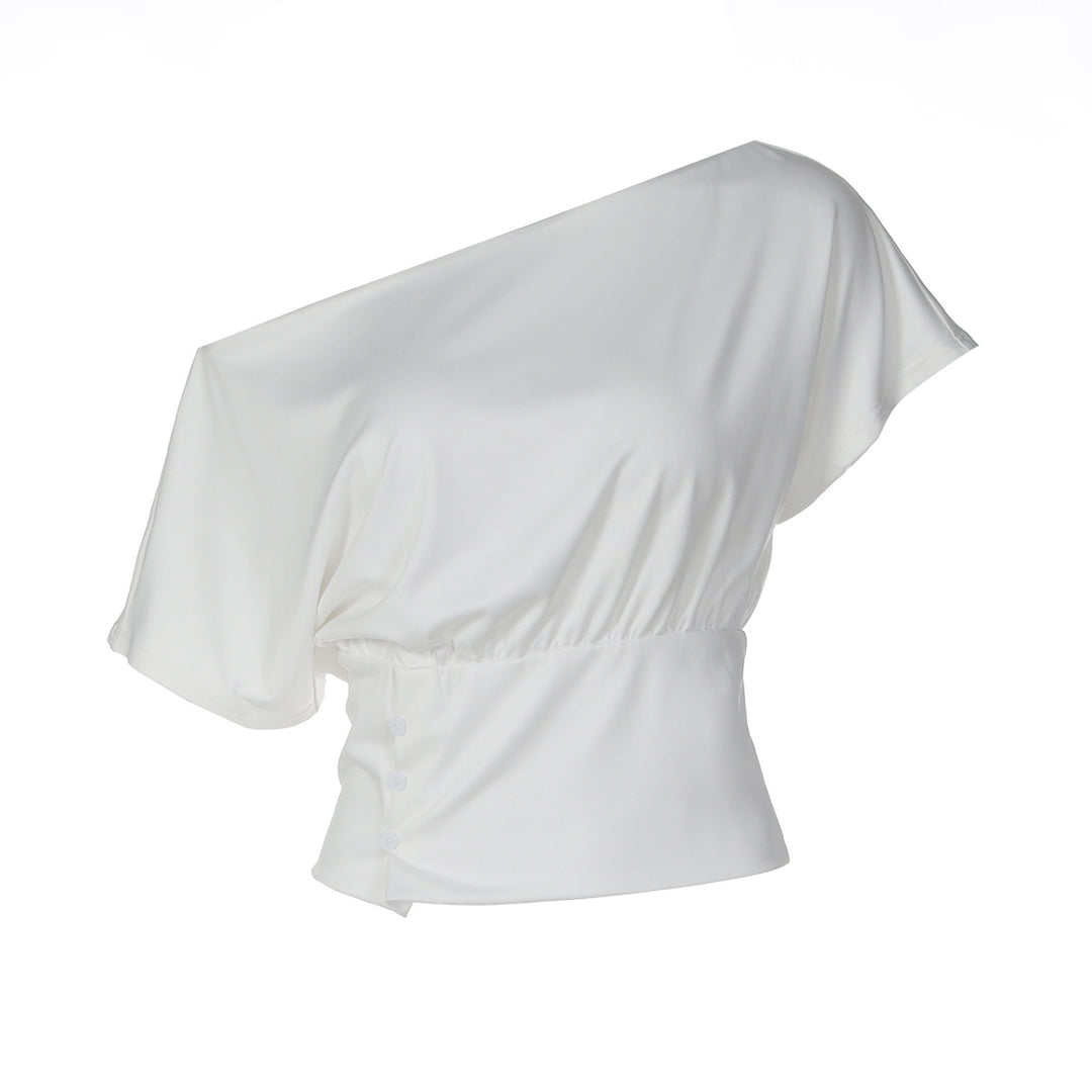 Damen Asymmetrisches Blusenshirt mit raffinierten Drapierungen Drune