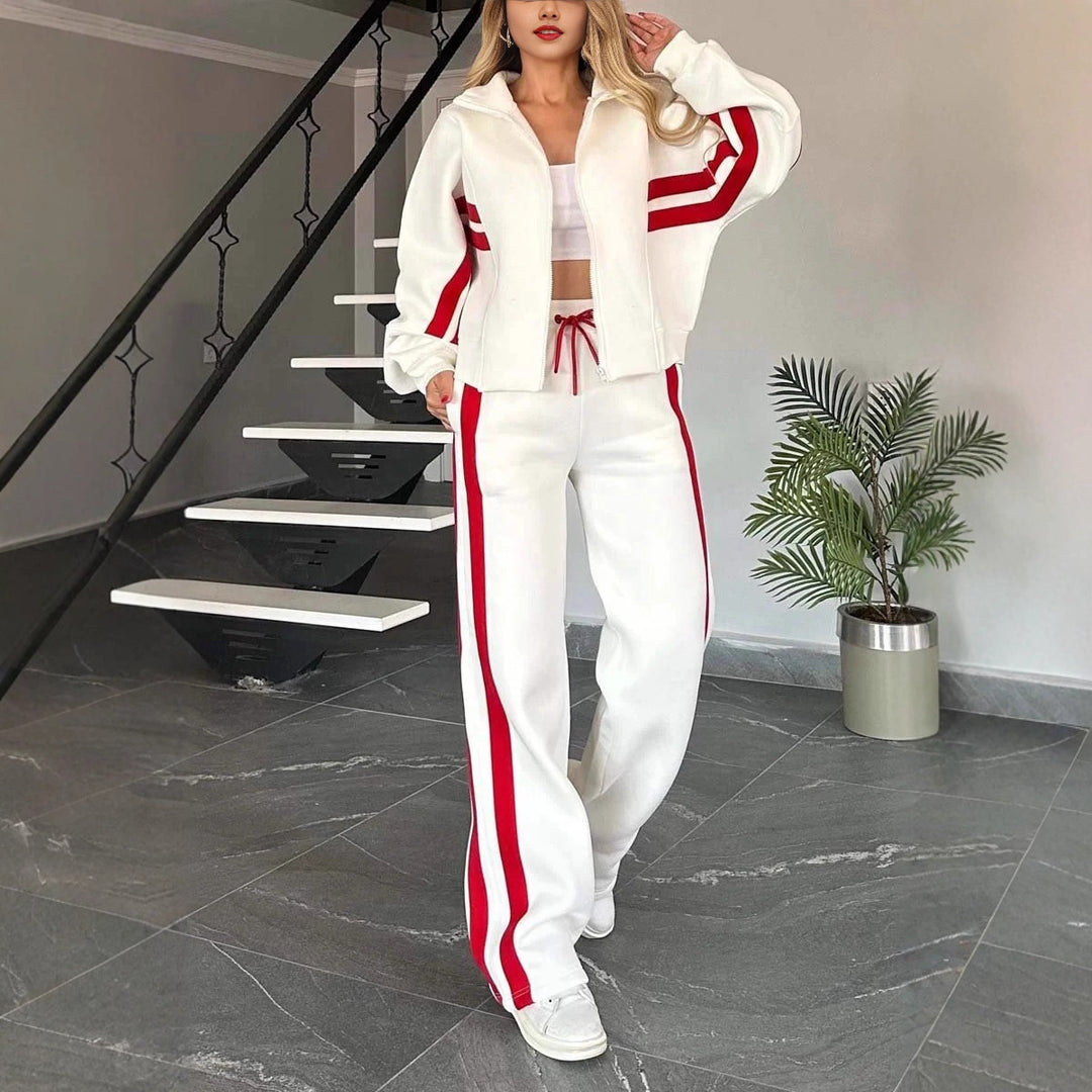 Damen Zweiteiliges Sweatset mit Reißverschlussjacke und High‑Waist Relaxed-Jogginghose Drune