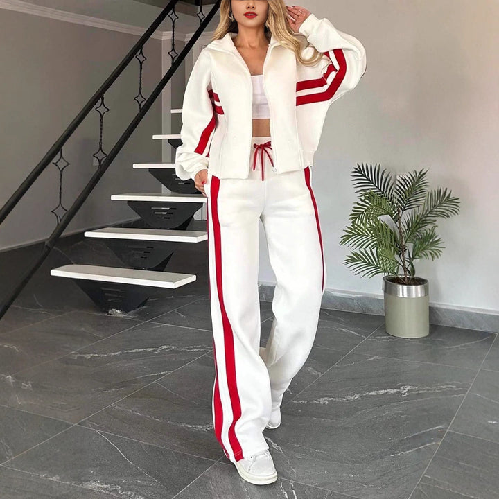 Damen Zweiteiliges Sweatset mit Reißverschlussjacke und High‑Waist Relaxed-Jogginghose Drune