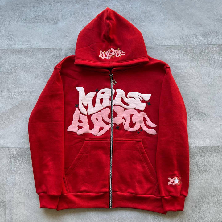Damen sportliche Kapuzenjacke im urbanen Graffiti-Stil Drune