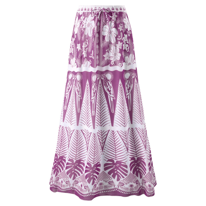 Damen Maxirock mit floralem Print und elastischem Bund Drune
