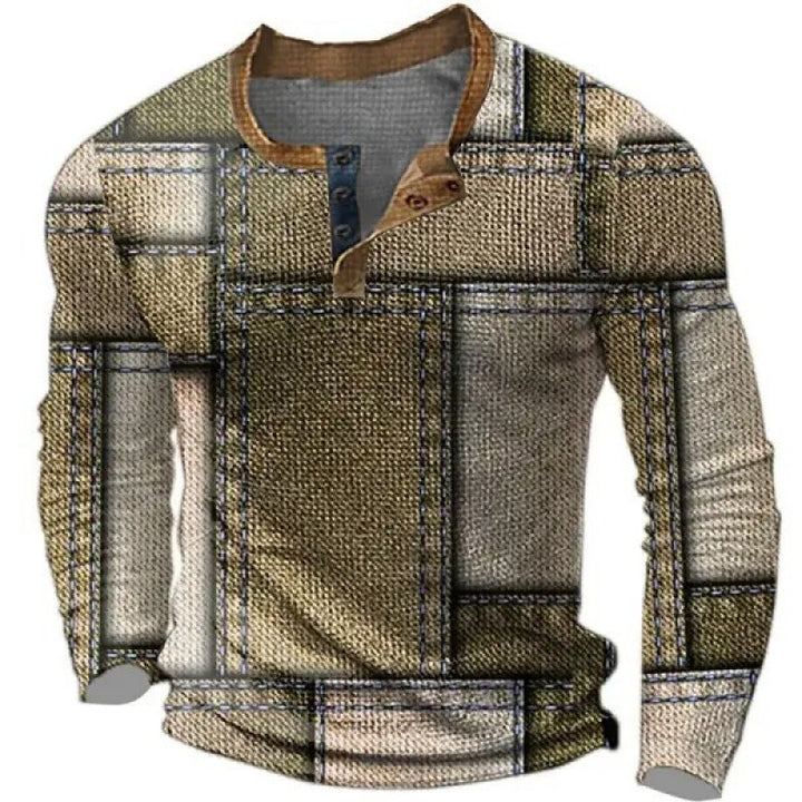 Herren Sportliches Langarmshirt mit Knopfleiste Drune