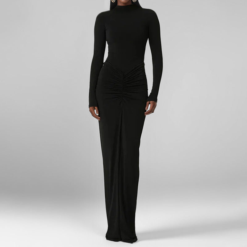 Damen Elegantes Maxikleid mit enganliegendem Schnitt und tiefem Ausschnitt Drune