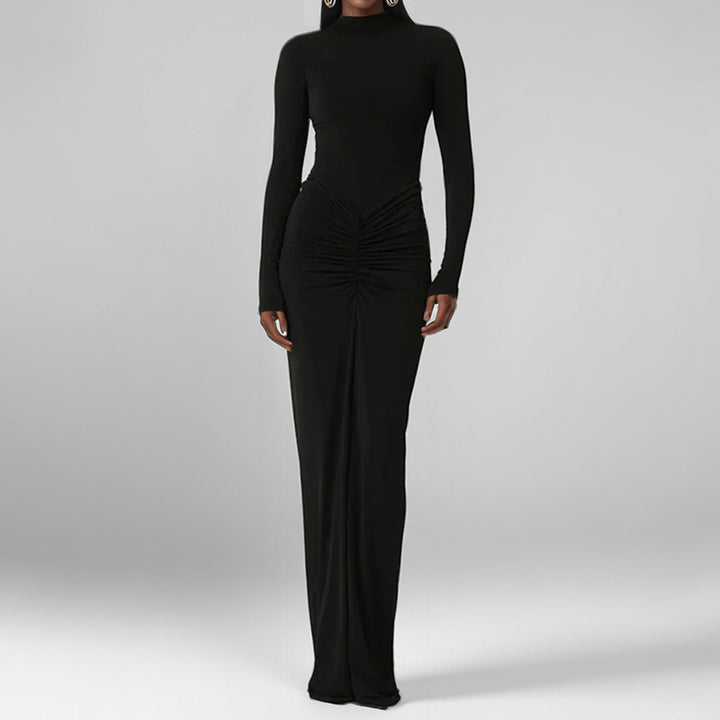 Damen Elegantes Maxikleid mit enganliegendem Schnitt und tiefem Ausschnitt Drune