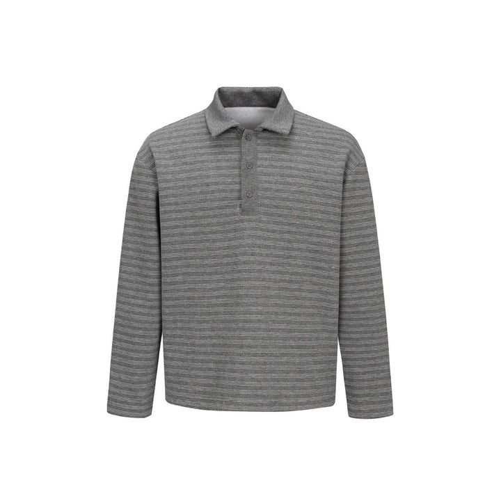 Herren Langarm-Polohemd im Relaxed‑Fit mit feinem Streifenstrick Drune