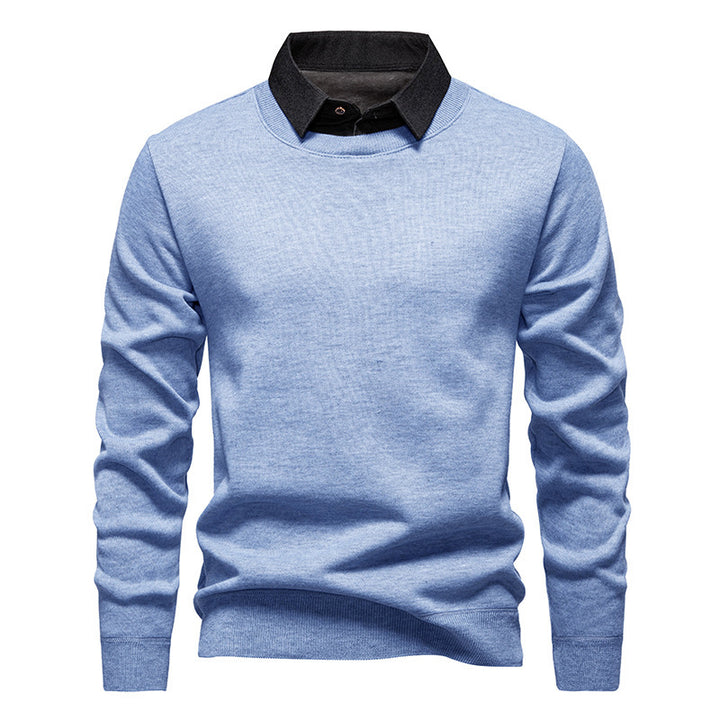 Herren nan Feinstrickpullover mit integriertem Hemdkragen und schmaler Silhouette Drune