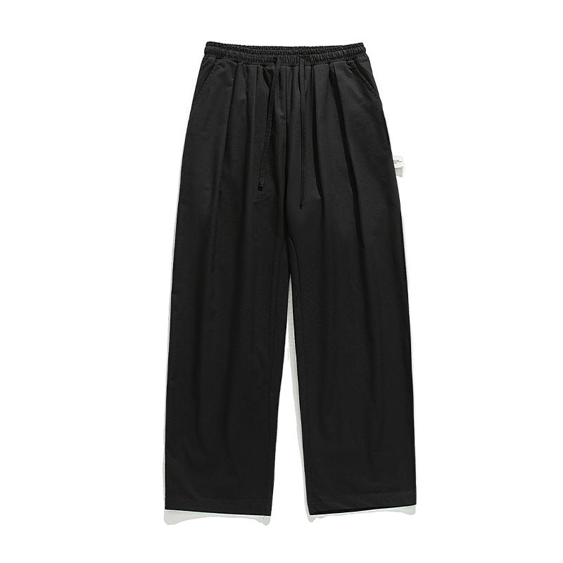 Unisex Weite Freizeithose mit Bundfalten, elastischem Kordelbund und geradem Bein Drune