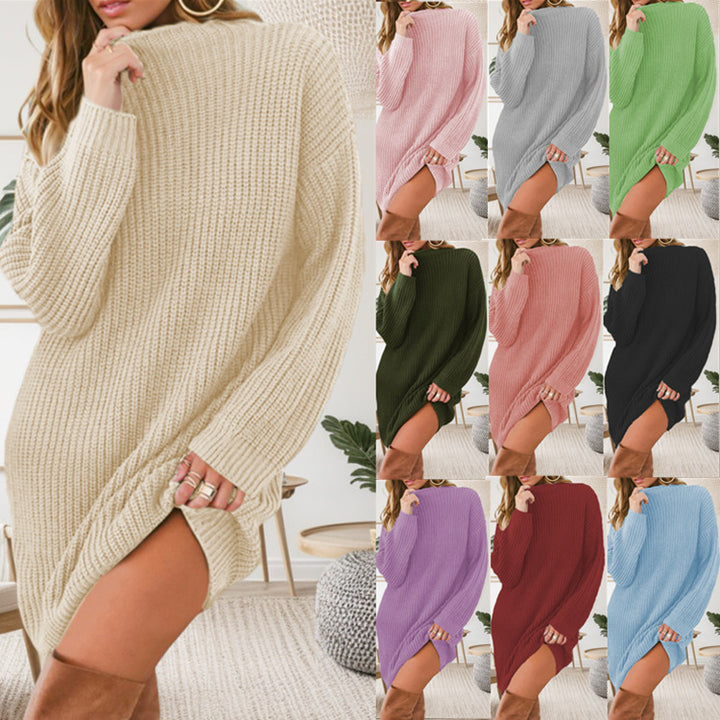 Damen Strickpullover mit hochabschließendem Kragen und asymmetrischem Schlitz Drune