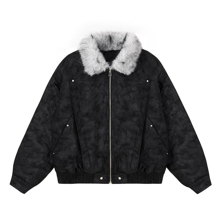 Damen Oversize-Bomberjacke mit Kunstfellkragen und elastischem Saum Drune