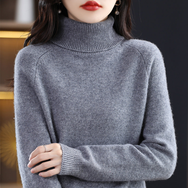 Damen Weicher Hochkragen-Pullover aus flauschigem Wollmix mit Raglanärmeln Drune