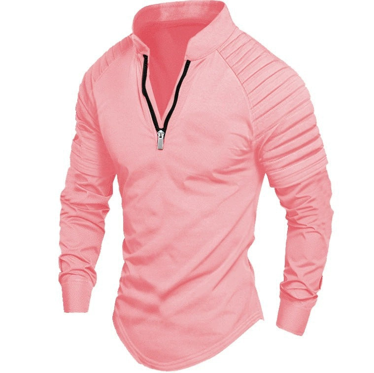 Herren Sportliches Langarmshirt mit Stehkragen und Reißverschluss Drune