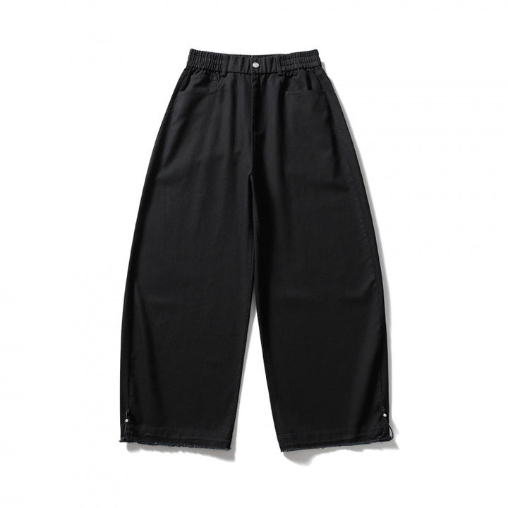 Damen Weite Highwaist-Ballonhose mit elastischem Bund, Eingrifftaschen und Kordelzugsaum Drune