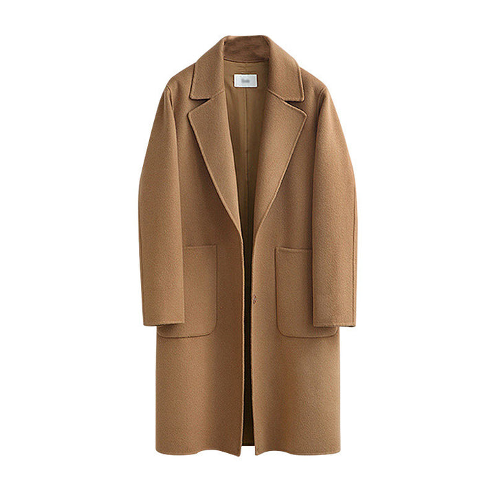 Damen Longline Wollmix-Mantel mit Oversize-Revers und aufgesetzten Taschen Drune