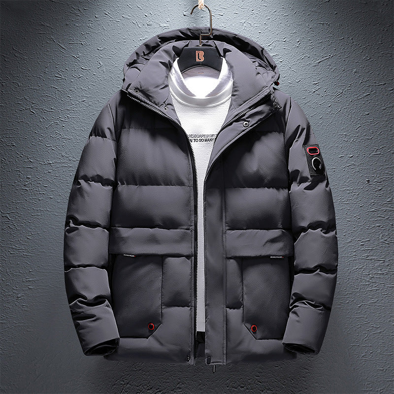 Herren Wattierte Kurzparka mit Kapuze, wasserabweisender Oberfläche und Utility-Taschen Drune