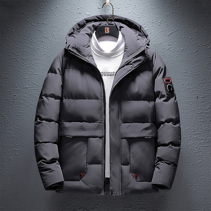 Herren Wattierte Kurzparka mit Kapuze, wasserabweisender Oberfläche und Utility-Taschen Drune