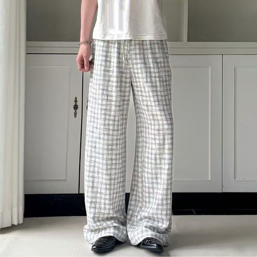 Herren Lässige Karierte Freizeithose Drune