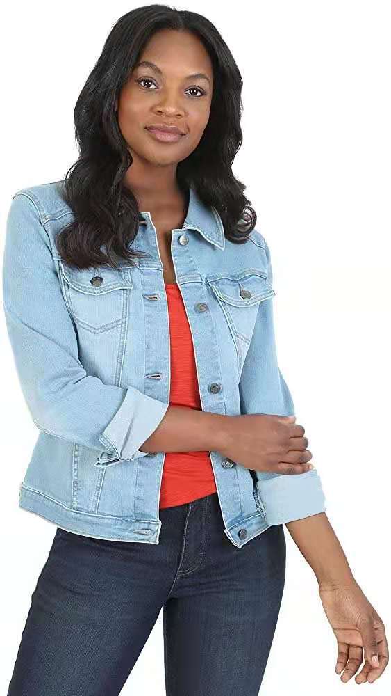 Damen klassische Denimjacke mit dekorativen Nähten Drune