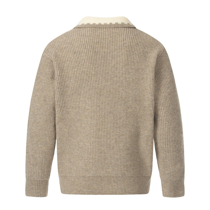 Herren Grobstrick-Polopullover mit Kontrastkragen und Halbknopfleiste Drune