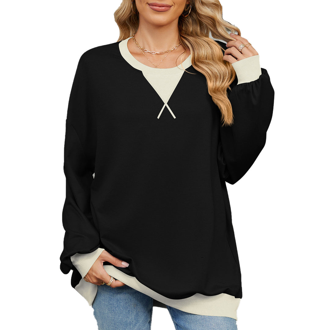 Damen lässiges Oversized Sweatshirt mit modernem V-Ausschnitt und eleganten Ärmelbündchen Drune