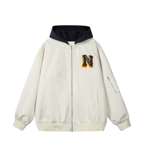 Herren College-Bomberjacke im Oversize-Stil mit Kapuzen-Einsatz und Logo-Patch Drune