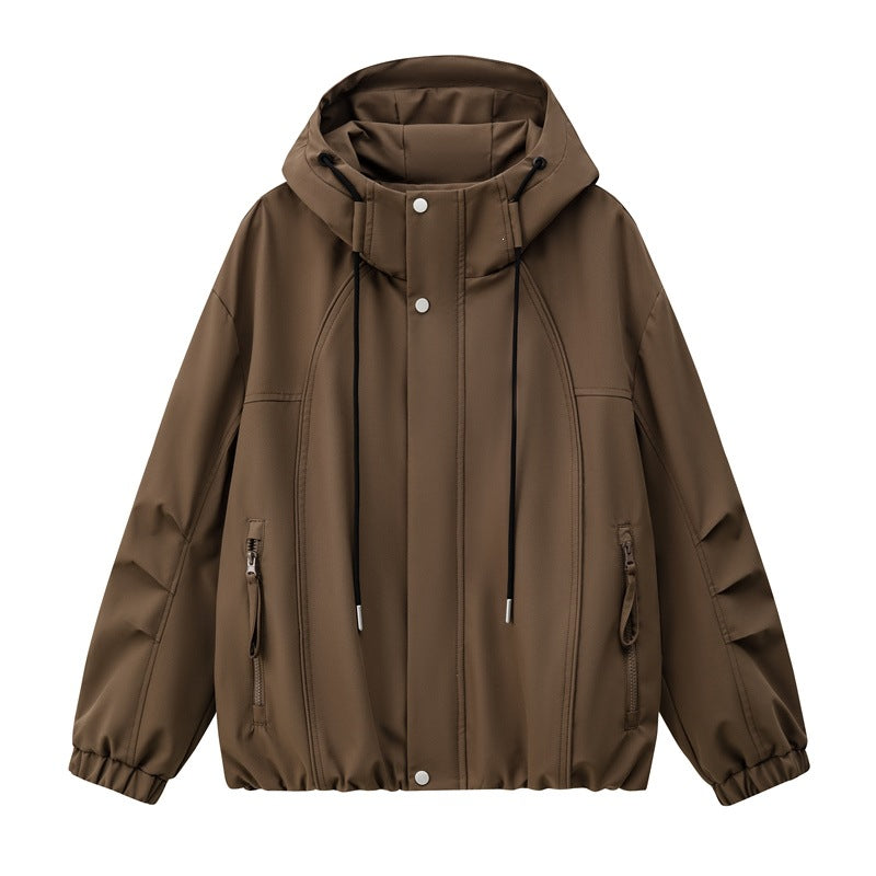 Herren Leichte Kapuzen-Utility-Übergangsjacke mit wasserabweisender Außenhülle und elastischem Saum Drune