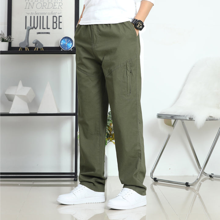 Herren Weite Utility-Cargohose mit elastischem Bund, seitlichen Reißverschlusstaschen und vorgeformten Knien Drune