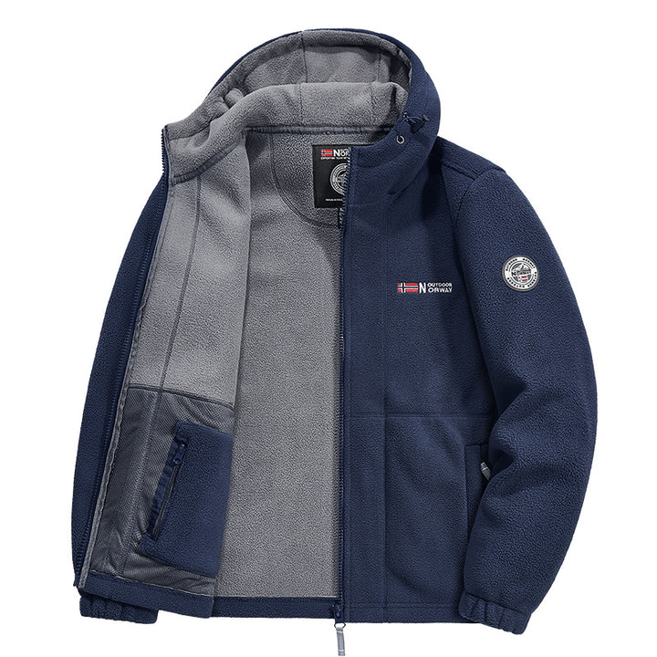 Herren Fleecejacke mit praktischem Halsschutz Drune