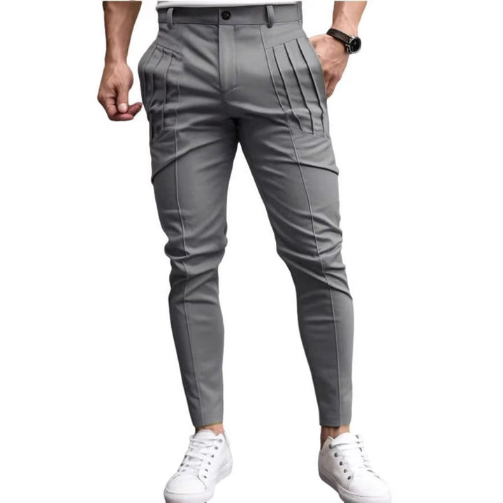 Herren nan schmale Bundfalten-Chino mit dekorativen Längsfalten und tapered Bein Drune