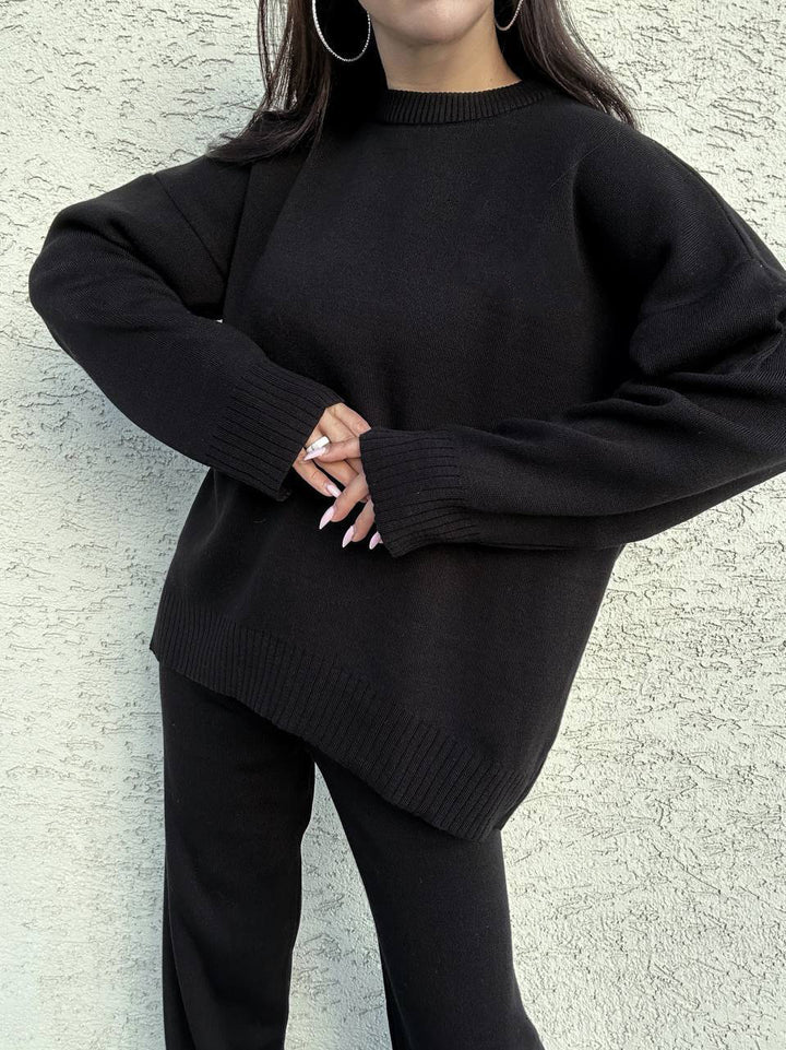 Damen lässiger Strickpullover mit oversized Passform und weiten Ärmeln Drune