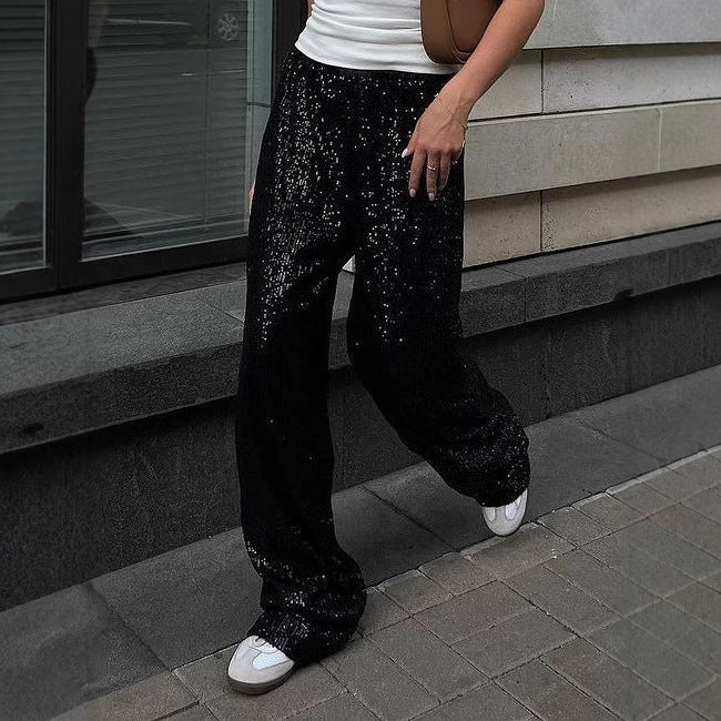 Damen Glitzernde Palazzo-Hose Drune