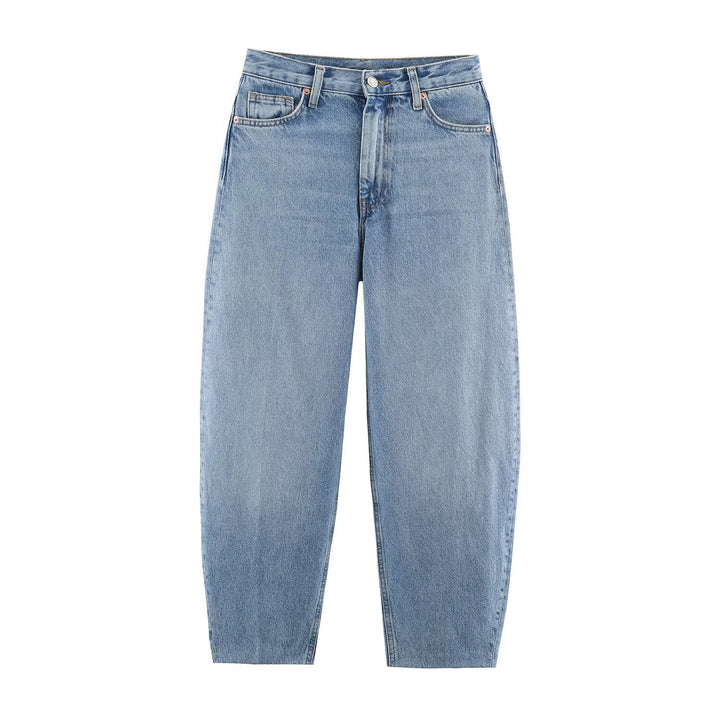 Damen Hochgeschnittene Relaxed-Jeans mit konischem Bein Drune