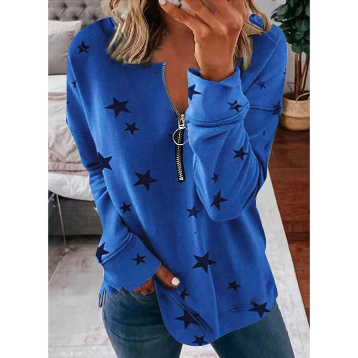 Damen Kapuzensweatshirt mit Reißverschluss und Sternenmuster Drune