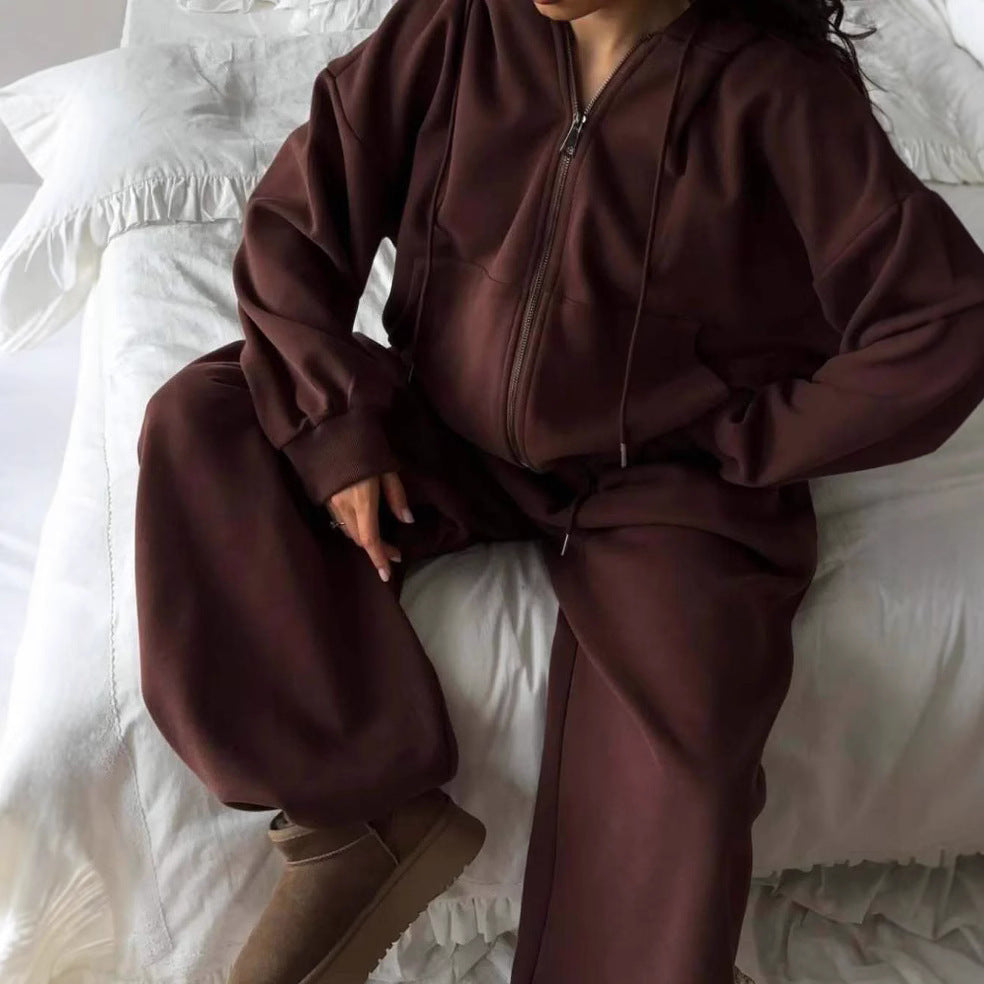 Damen Sportliches Fleece-Zweiteiliges Set Drune