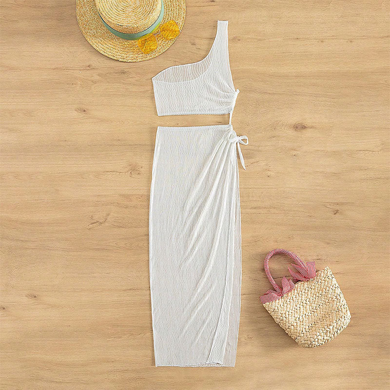 Damen elegantes Strandkleid mit hohem Seitenschlitz Drune