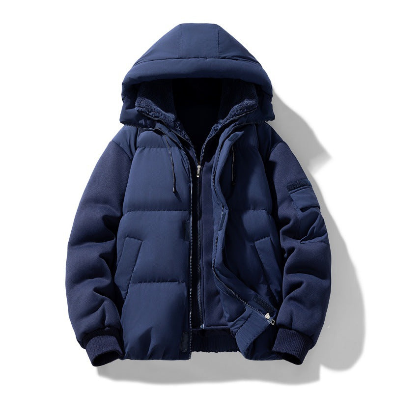 Herren urbaner Thermo-Steppblouson mit Teddyfutter, elastischem Saum und Kapuze Drune