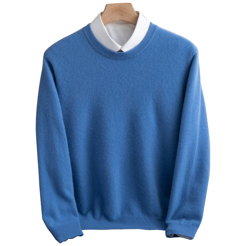 Herren Schlichter Rundhals-Feinstrickpullover kaschmirähnliche Haptik mit gerippten Abschlüssen Drune