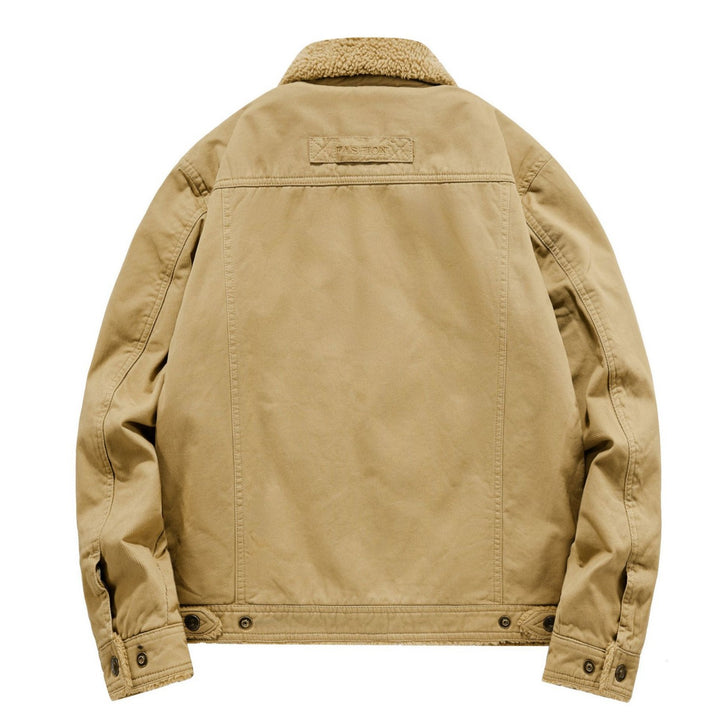 Herren Sherpa-gefütterte Canvas-Fieldjacke mit Hemdkragen und Utility-Taschen Drune