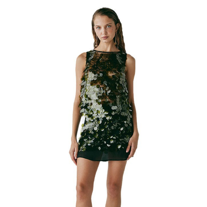 Damen Pailletten Minirock Drune