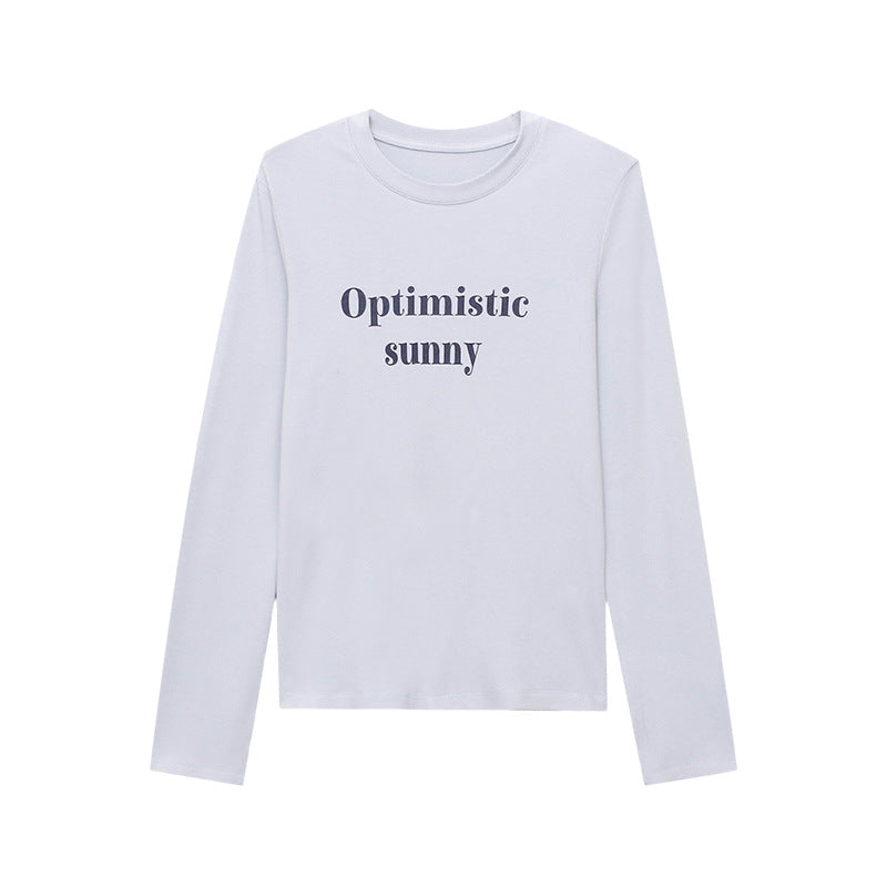 Damen Langarmshirt mit kreativem Schriftzug und figurbetontem Schnitt Drune