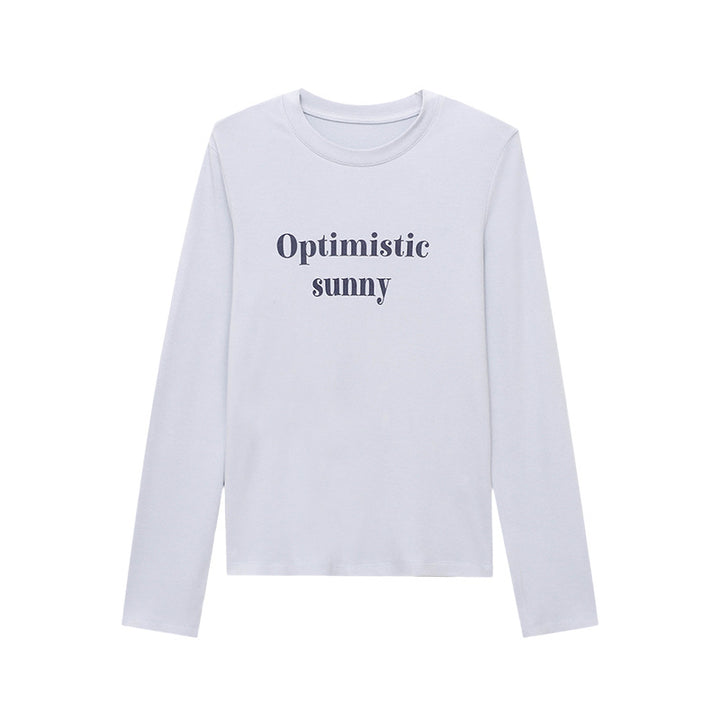 Damen Langarmshirt mit kreativem Schriftzug und figurbetontem Schnitt Drune