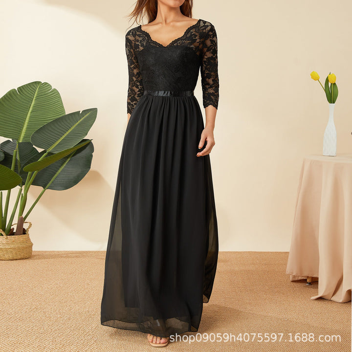 Damen elegantes Spitzenkleid Drune