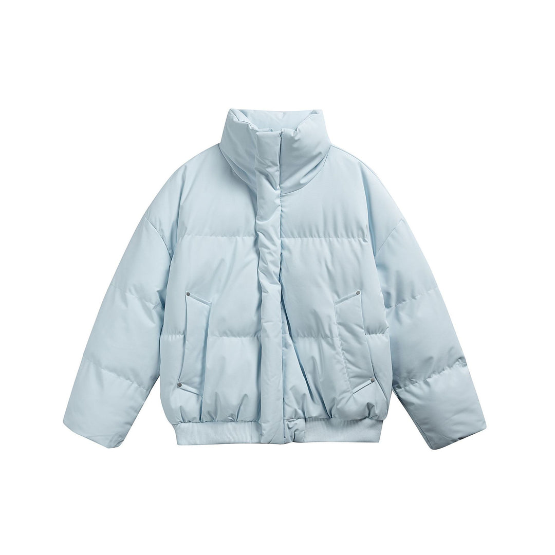 Damen Kurze wattierte Steppjacke im Boxy‑Cut mit hohem Stehkragen und Rippenbund Drune